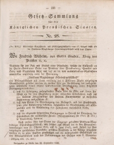 Gesetz-Sammlung für die Königlichen Preussischen Staaten, 22. September 1845, nr. 28.