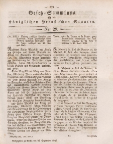 Gesetz-Sammlung für die Königlichen Preussischen Staaten, 25. September 1845, nr. 29.