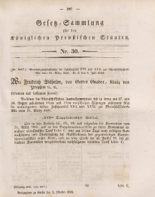 Gesetz-Sammlung für die Königlichen Preussischen Staaten, 2. Oktober 1845, nr. 30.