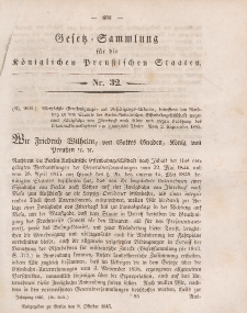 Gesetz-Sammlung für die Königlichen Preussischen Staaten, 9. Oktober 1845, nr. 32.