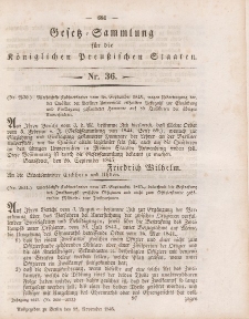 Gesetz-Sammlung für die Königlichen Preussischen Staaten, 18. November 1845, nr. 36.