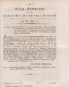 Gesetz-Sammlung für die Königlichen Preussischen Staaten, 15. Dezember 1845, nr. 40.