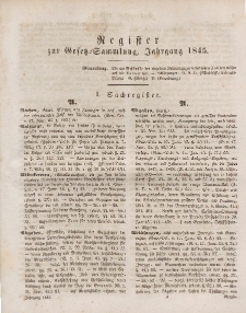 Gesetz-Sammlung für die Königlichen Preussischen Staaten (Register), 1845
