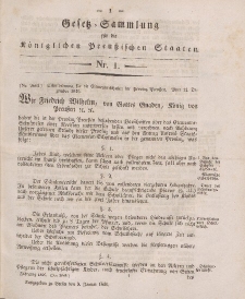 Gesetz-Sammlung für die Königlichen Preussischen Staaten, 9. Januar 1846, nr. 1.