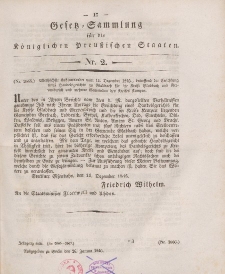 Gesetz-Sammlung für die Königlichen Preussischen Staaten, 26. Januar 1846, nr. 2.