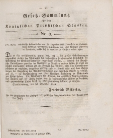 Gesetz-Sammlung für die Königlichen Preussischen Staaten, 10. Februar 1846, nr. 3.