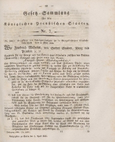 Gesetz-Sammlung für die Königlichen Preussischen Staaten, 1. April 1846, nr. 7.