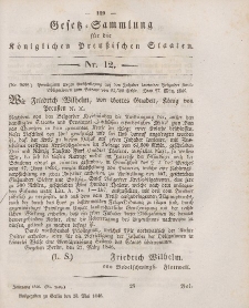 Gesetz-Sammlung für die Königlichen Preussischen Staaten, 20. Mai 1846, nr. 12.