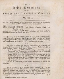 Gesetz-Sammlung für die Königlichen Preussischen Staaten, 16. Juni 1846, nr. 13.