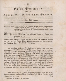 Gesetz-Sammlung für die Königlichen Preussischen Staaten, 26. Juni 1846, nr. 16.