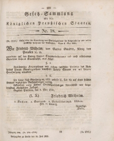 Gesetz-Sammlung für die Königlichen Preussischen Staaten, 16. Juli 1846, nr. 18.