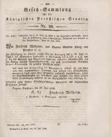 Gesetz-Sammlung für die Königlichen Preussischen Staaten, 22. Juli 1846, nr. 20.