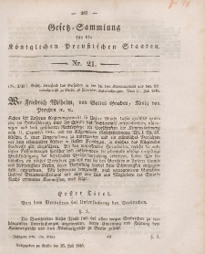 Gesetz-Sammlung für die Königlichen Preussischen Staaten, 25. Juli 1846, nr. 21.