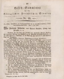 Gesetz-Sammlung für die Königlichen Preussischen Staaten, 31. Juli 1846, nr. 23.