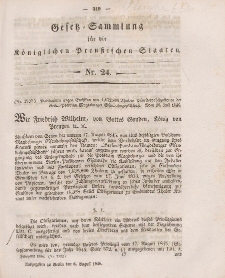 Gesetz-Sammlung für die Königlichen Preussischen Staaten, 6. August 1846, nr. 24.