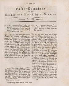 Gesetz-Sammlung für die Königlichen Preussischen Staaten, 22. August 1846, nr. 27.
