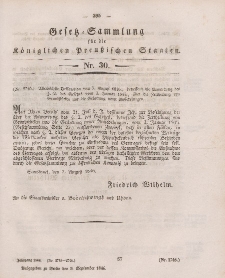 Gesetz-Sammlung für die Königlichen Preussischen Staaten, 9. September 1846, nr. 30.