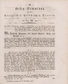 Gesetz-Sammlung für die Königlichen Preussischen Staaten, 19. September 1846, nr. 31.