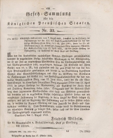 Gesetz-Sammlung für die Königlichen Preussischen Staaten, 27. Oktober 1846, nr. 33.