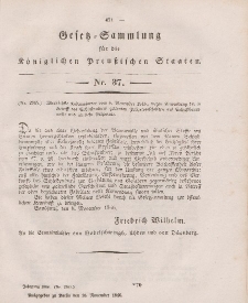 Gesetz-Sammlung für die Königlichen Preussischen Staaten, 16. November 1846, nr. 37.