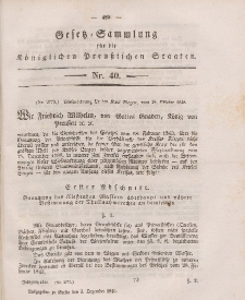 Gesetz-Sammlung für die Königlichen Preussischen Staaten, 3. Dezember 1846, nr. 40.