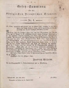 Gesetz-Sammlung für die Königlichen Preussischen Staaten, 21. Januar 1847, nr. 1.