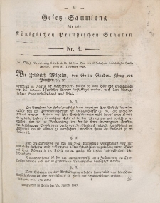 Gesetz-Sammlung für die Königlichen Preussischen Staaten, 26. Januar 1847, nr. 3.