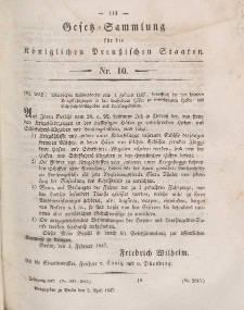 Gesetz-Sammlung für die Königlichen Preussischen Staaten, 2. April 1847, nr. 10.