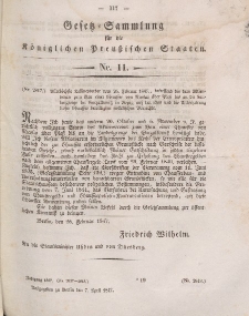 Gesetz-Sammlung für die Königlichen Preussischen Staaten, 7. April 1847, nr. 11.