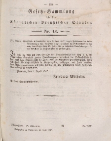 Gesetz-Sammlung für die Königlichen Preussischen Staaten, 10. April 1847, nr. 13.