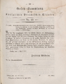 Gesetz-Sammlung für die Königlichen Preussischen Staaten, 10. April 1847, nr. 15.