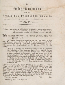 Gesetz-Sammlung für die Königlichen Preussischen Staaten, 17. April 1847, nr. 17.