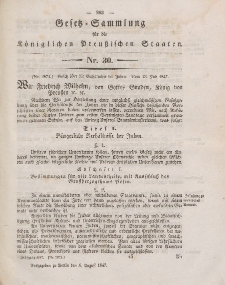 Gesetz-Sammlung für die Königlichen Preussischen Staaten, 5. August 1847, nr. 30.