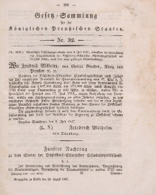 Gesetz-Sammlung für die Königlichen Preussischen Staaten, 20. August 1847, nr. 32.