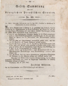 Gesetz-Sammlung für die Königlichen Preussischen Staaten, 1. September 1847, nr. 33.
