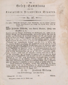 Gesetz-Sammlung für die Königlichen Preussischen Staaten, 12. Oktober 1847, nr. 37.