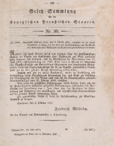 Gesetz-Sammlung für die Königlichen Preussischen Staaten, 6. November 1847, nr. 39.