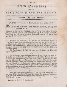 Gesetz-Sammlung für die Königlichen Preussischen Staaten, 9. Dezember 1847, nr. 42.