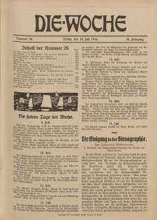 Die Woche : Moderne illustrierte Zeitschrift, 16. Jahrgang, 18. Juli 1914, Nr 29