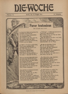 Die Woche : Moderne illustrierte Zeitschrift, 16. Jahrgang, 29. August 1914, Nr 35