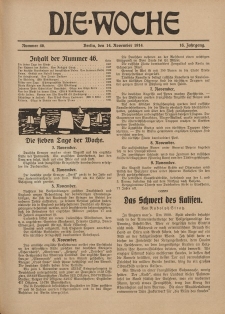 Die Woche : Moderne illustrierte Zeitschrift, 16. Jahrgang, 14. November 1914, Nr 46