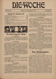 Die Woche : Moderne illustrierte Zeitschrift, 16. Jahrgang, 28. November 1914, Nr 48