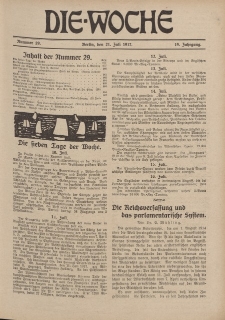 Die Woche : Moderne illustrierte Zeitschrift, 19. Jahrgang, 21. Juli 1917, Nr 29