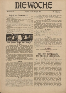 Die Woche : Moderne illustrierte Zeitschrift, 19. Jahrgang, 11. August 1917, Nr 32