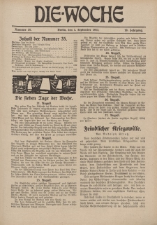 Die Woche : Moderne illustrierte Zeitschrift, 19. Jahrgang, 1. September 1917, Nr 35