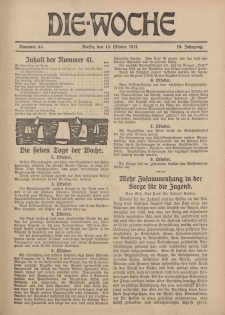Die Woche : Moderne illustrierte Zeitschrift, 19. Jahrgang, 13. Oktober 1917, Nr 41