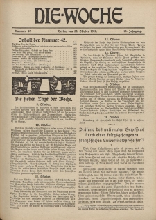 Die Woche : Moderne illustrierte Zeitschrift, 19. Jahrgang, 20. Oktober 1917, Nr 42