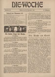 Die Woche : Moderne illustrierte Zeitschrift, 19. Jahrgang, 10. November 1917, Nr 45