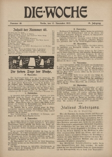 Die Woche : Moderne illustrierte Zeitschrift, 19. Jahrgang, 17. November 1917, Nr 46
