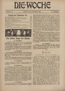 Die Woche : Moderne illustrierte Zeitschrift, 19. Jahrgang, 24. November 1917, Nr 47